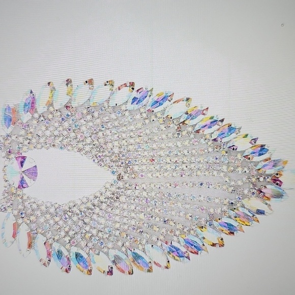 NWT Elegant Rhinestone Ribbon Tassle, Horse Eye Applique Chain 8.5 x 13 cm - Picture 5 of 10